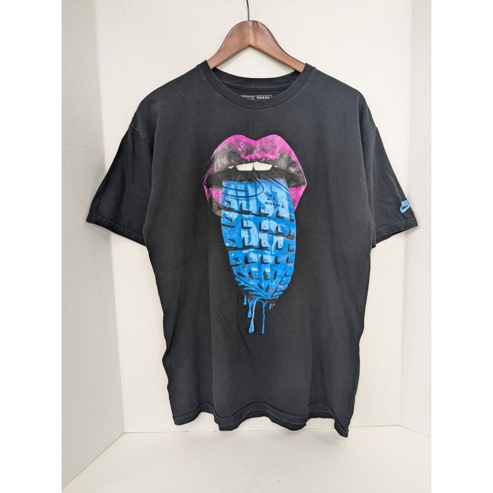 Nike Sportswear Lips and Tongue Black Tshirt Men's Sz L 100% Cotton Just Do It - Picture 5 of 10